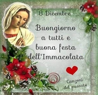 Buongiorno a tutti e buona festa dell'Immacolata