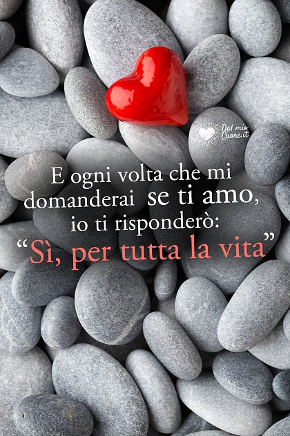 E ogni volta che mi domanderai se ti amo, io ti risponderò: “Sì, per tutta la vita”