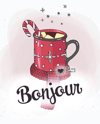 Bonjour avec une tasse de chocolat