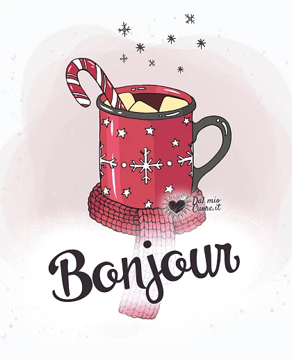 Bonjour avec une tasse de chocolat