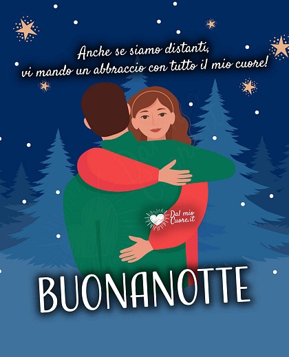 Anche se siamo distanti, vi mando un abbraccio con tutto il mio cuore! Buonanotte