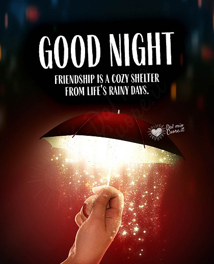 Friendship is a cozy shelter from life's rainy days. Good Night
