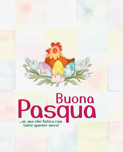 Buona Pasqua Divertente. GIF Animata con gallina...