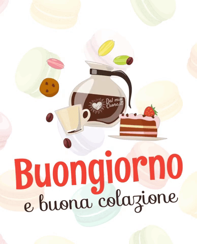 Buona colazione. Buongiorno GIF con caffè