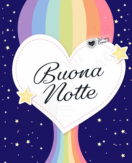 Buonanotte con cuore e arcobaleno.