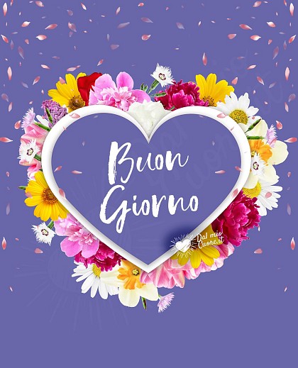 Buon giorno con cuore fatto di fiori