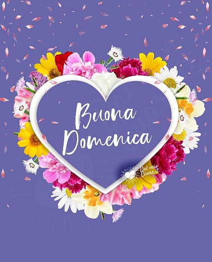Buona domenica con cuore fatto di fiori