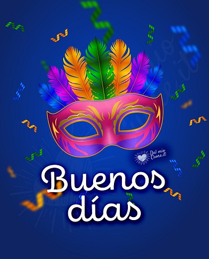 Buenos días con una máscara de carnaval