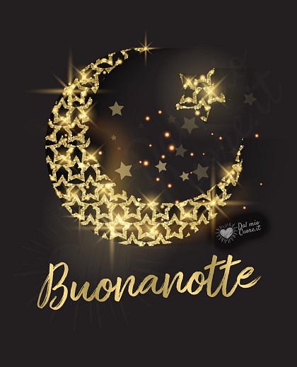 Buonanotte. Immagine elegante con luna, stella e glitter