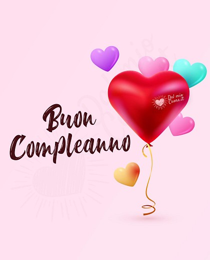 Buon Compleanno con palloncini a forma di cuori