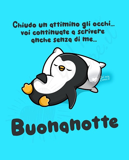 Imm Buonanotte divertente con pinguino che dorme