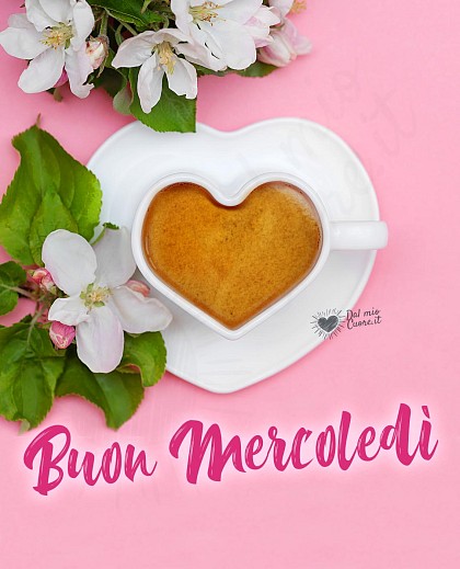 Buon mercoledì con tazzina di caffè a forma di cuore