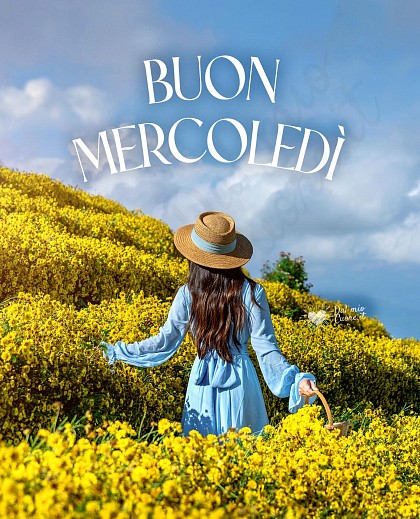 Buon mecrcoledì con ragazza tra i fiori