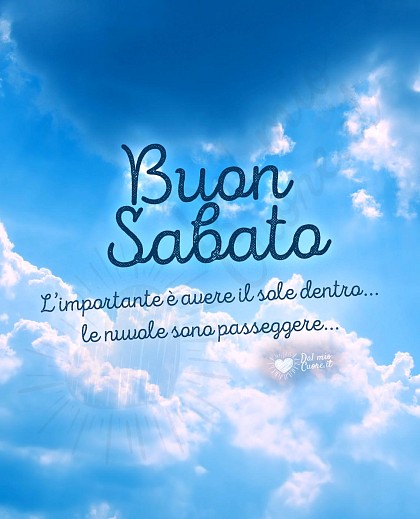 Frase di buon sabato e immagine con nuvole