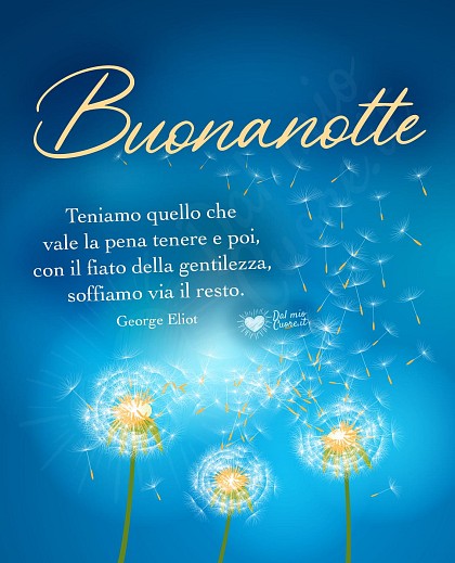 Buonanotte con soffione e frase sugli affetti