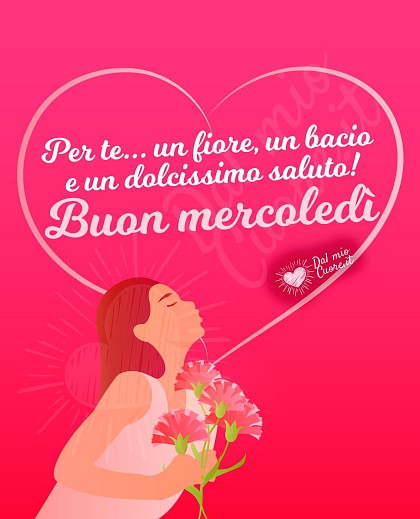 Buon mercoledì affettuoso con cuori e fiori