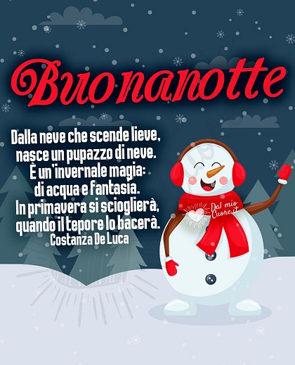 Buonanotte con poesia dedicata alla giornata della neve