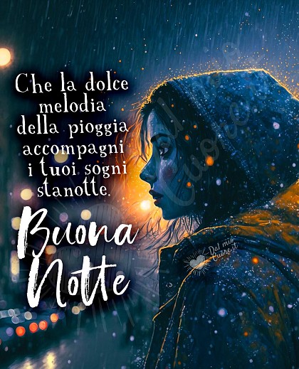 Che la dolce melodia della pioggia accompagni i tuoi sogni stanotte. Buona Notte