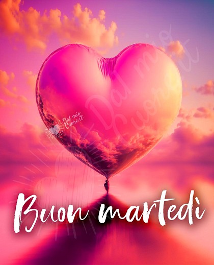 Buon martedì con cuore su acqua