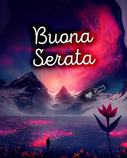 Buona serata, immagine di tramonto tra le montagne