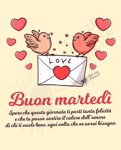 Buon martedì con frase sull'amore