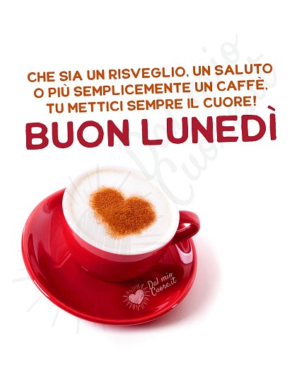Buon lunedì con frase e caffè