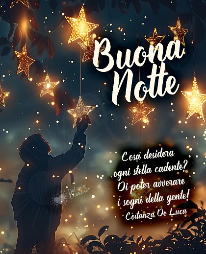 Buonanotte. Così desidera ogni stella cadente? Di poter avverare i sogni della gente!