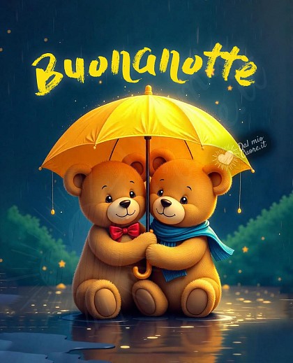 Buonanotte con orsetti sotto la pioggia