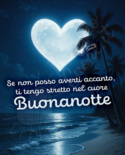 Buonanotte. Se non posso averti accanto, ti tengo stretto nel cuore